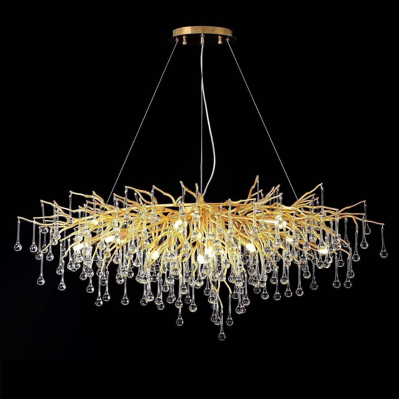 Doris Crystal Rectangular Branch Chandelier L45"-Chandelier-Blushlighting