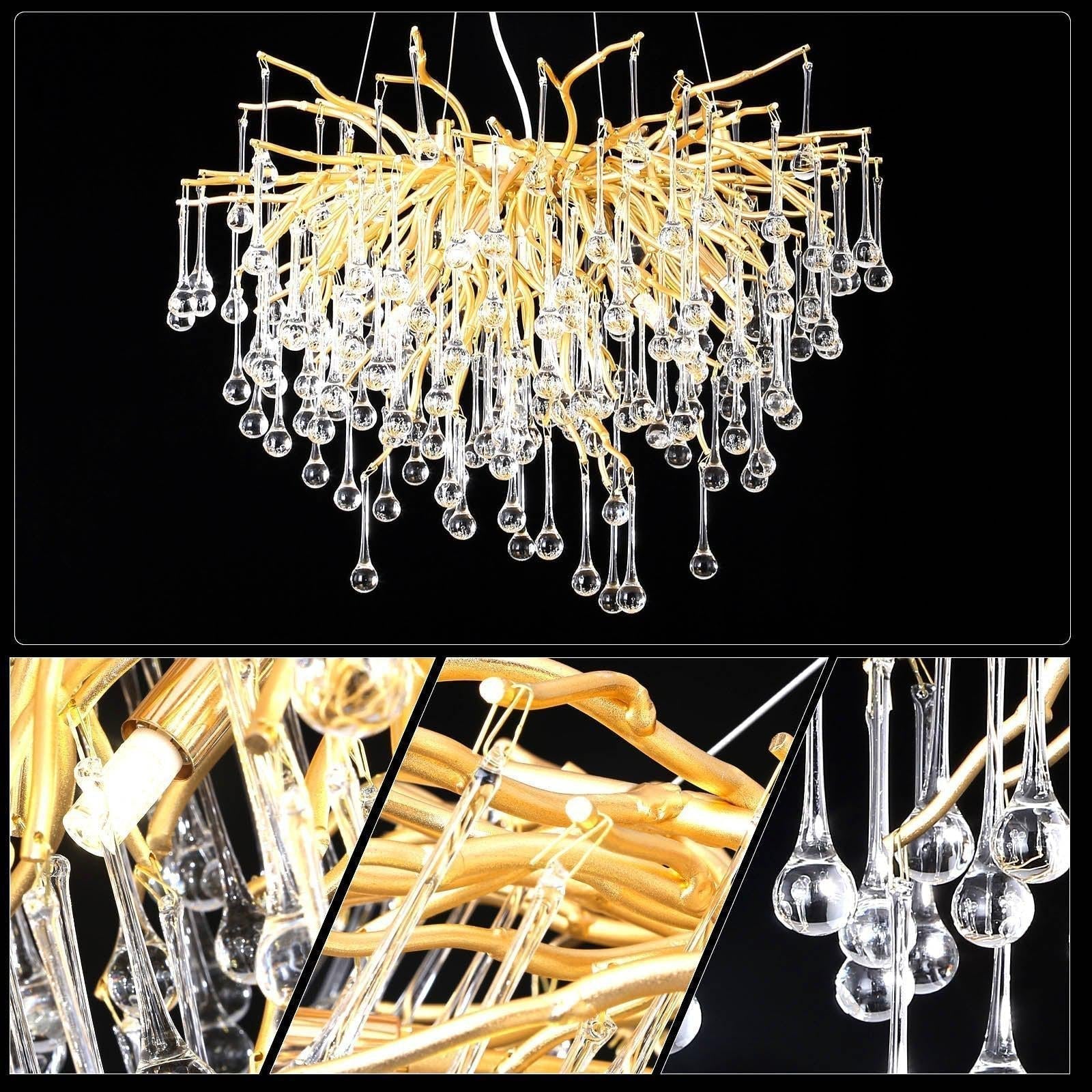 Doris Rain Branch Chandelier 23.5"D Gold-Chandelier-Blushlighting