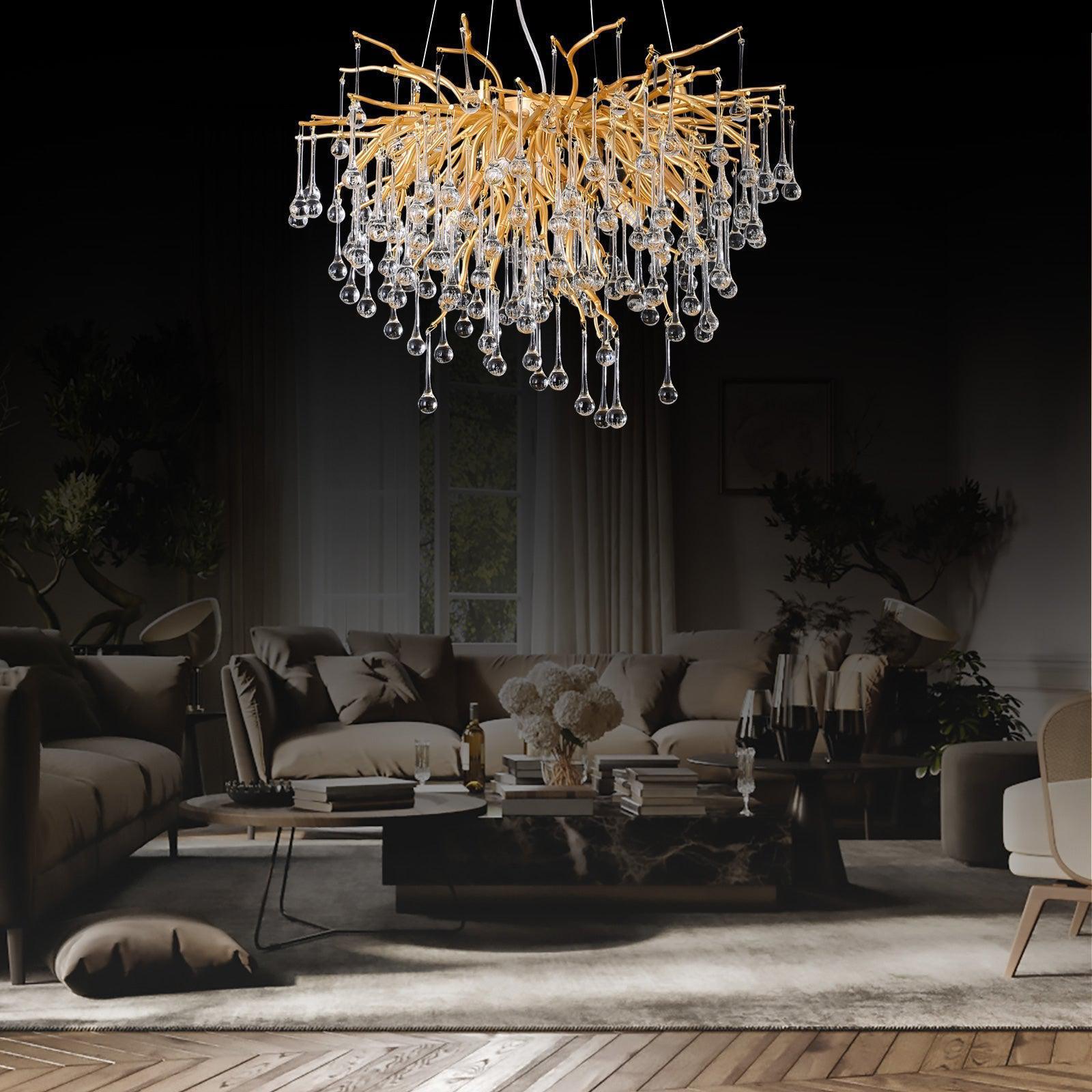 Doris Rain Branch Chandelier 23.5"D Gold-Chandelier-Blushlighting