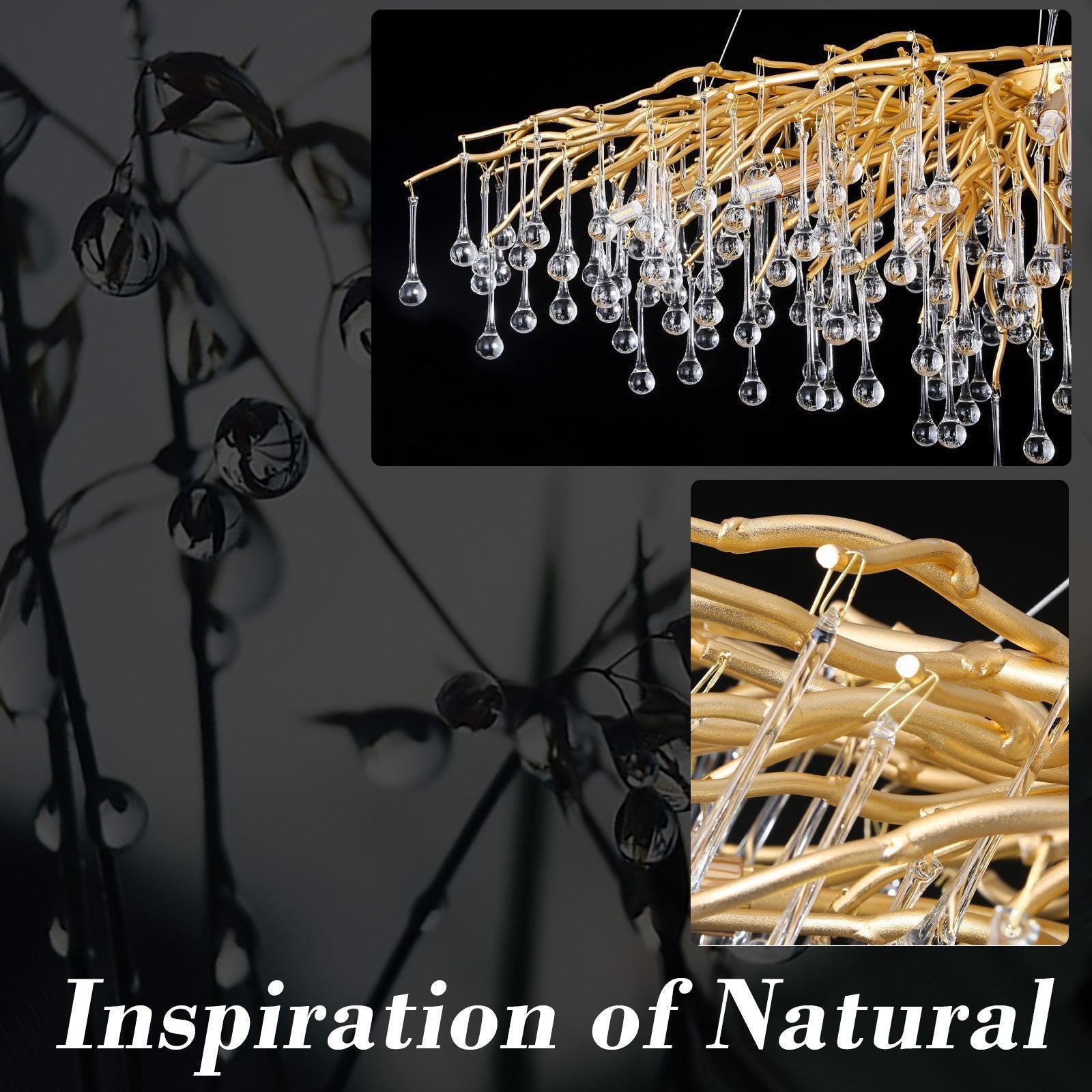 Doris Rain Branch Chandelier 23.5"D Gold-Chandelier-Blushlighting