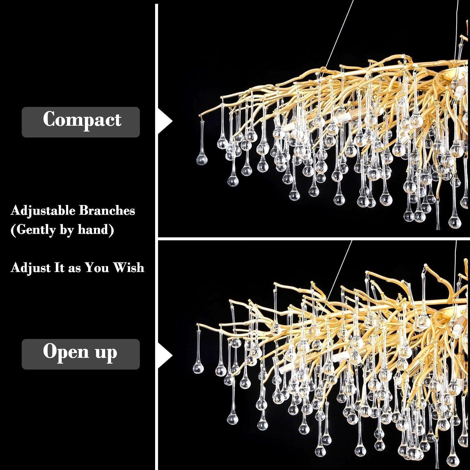 Doris Rain Branch Chandelier 23.5"D Gold-Chandelier-Blushlighting
