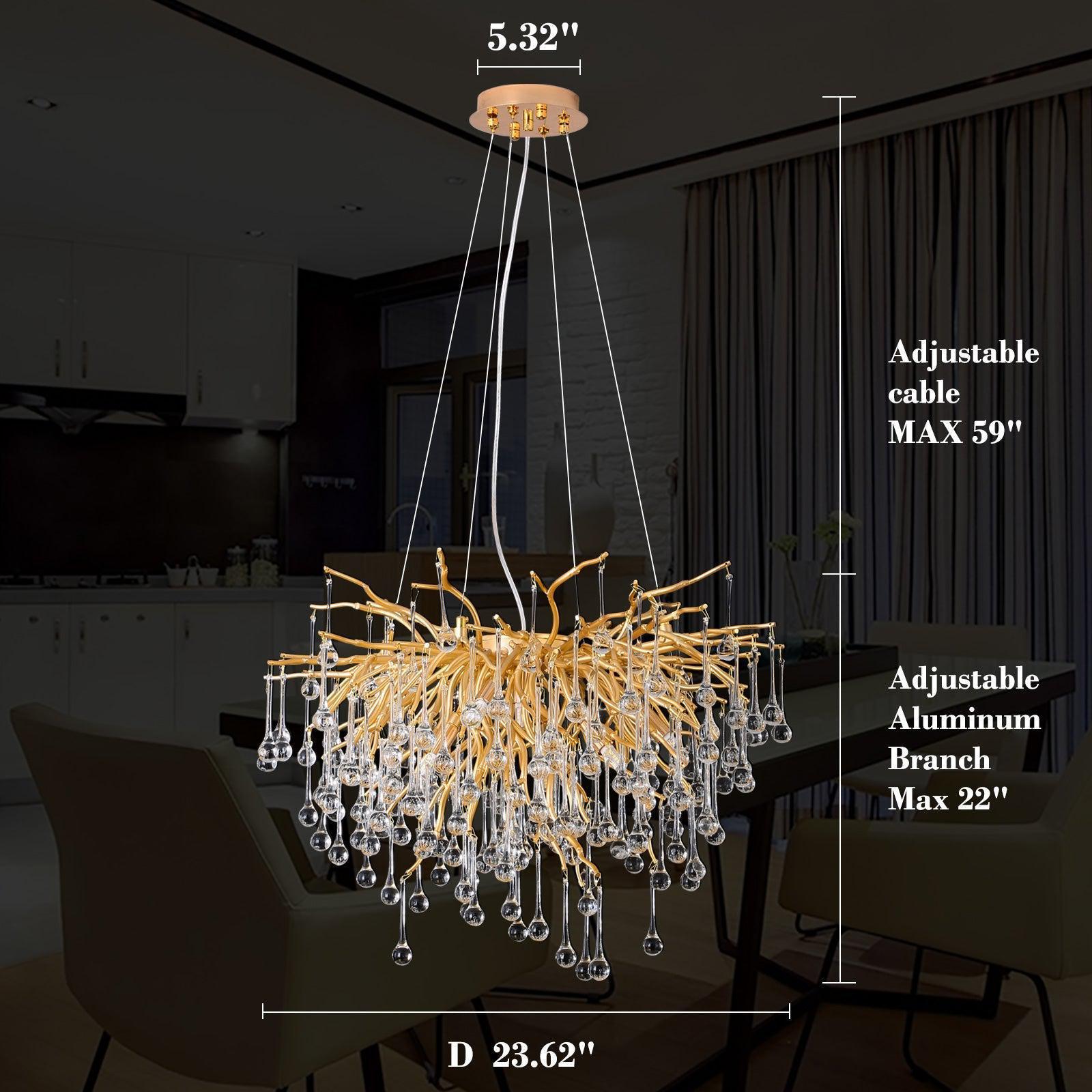 Doris Rain Branch Chandelier 23.5"D Gold-Chandelier-Blushlighting