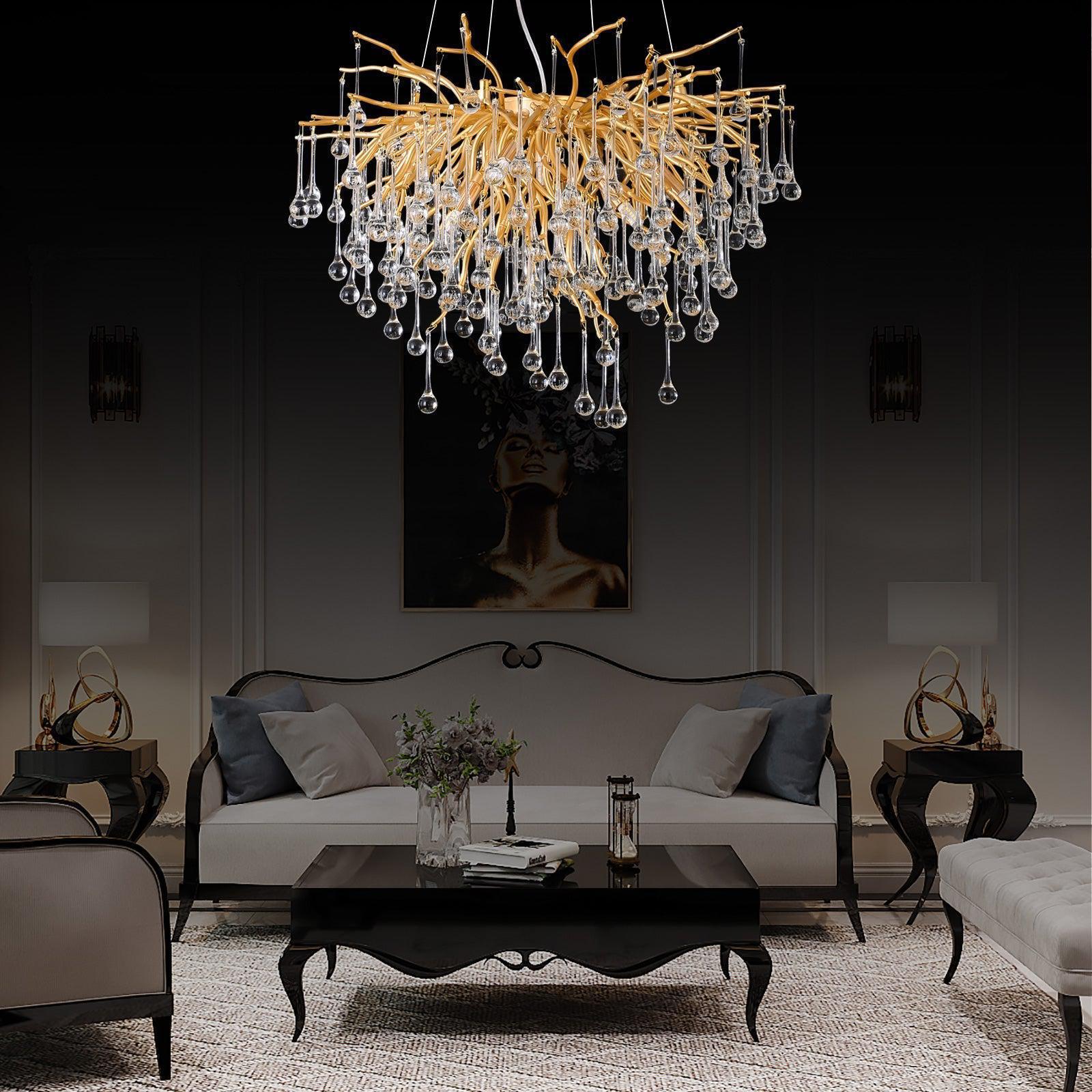 Doris Rain Branch Chandelier 23.5"D Gold-Chandelier-Blushlighting