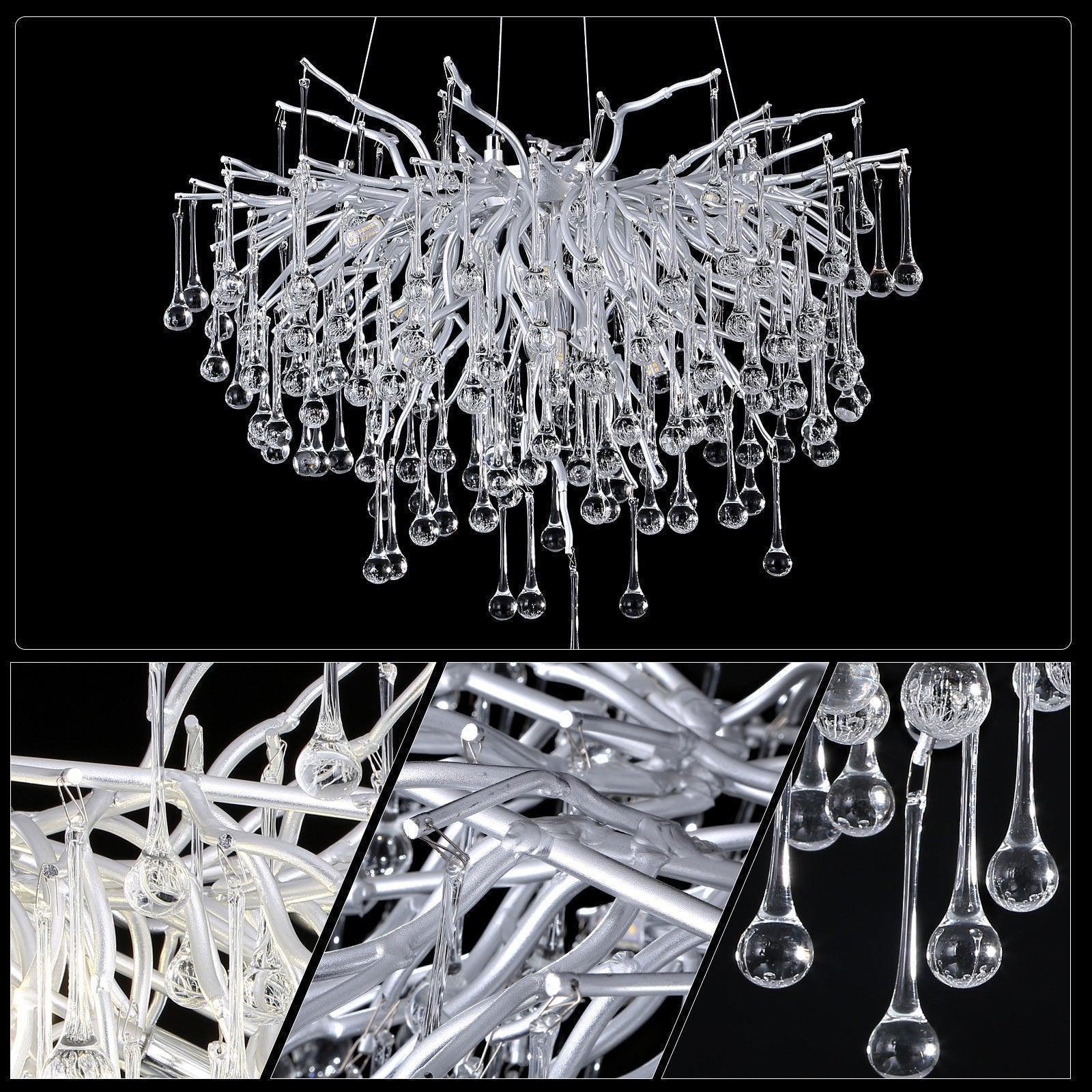 Doris Rain Branch Chandelier Dia 23.5" Silver-Chandelier-Blushlighting