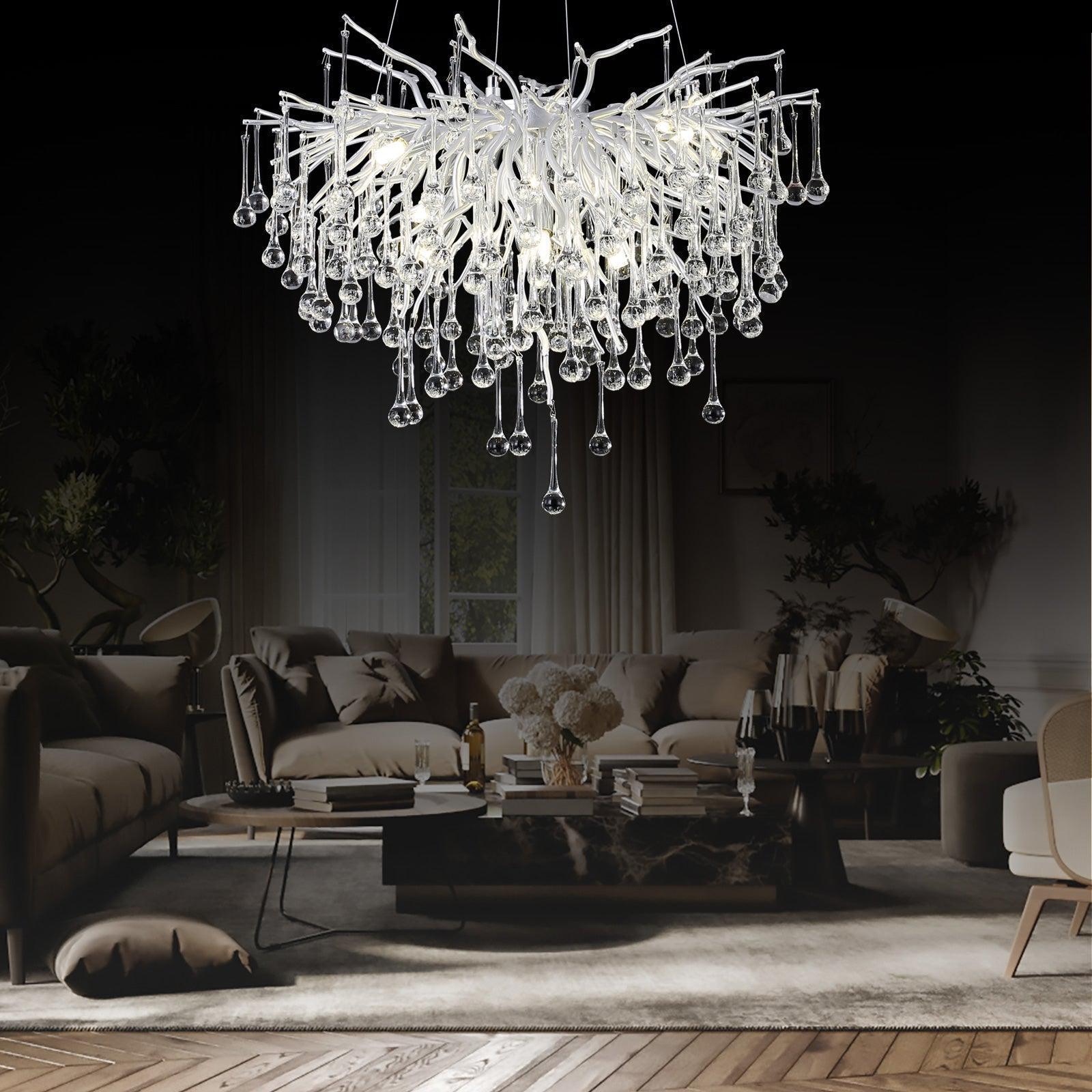 Doris Rain Branch Chandelier Dia 23.5" Silver-Chandelier-Blushlighting