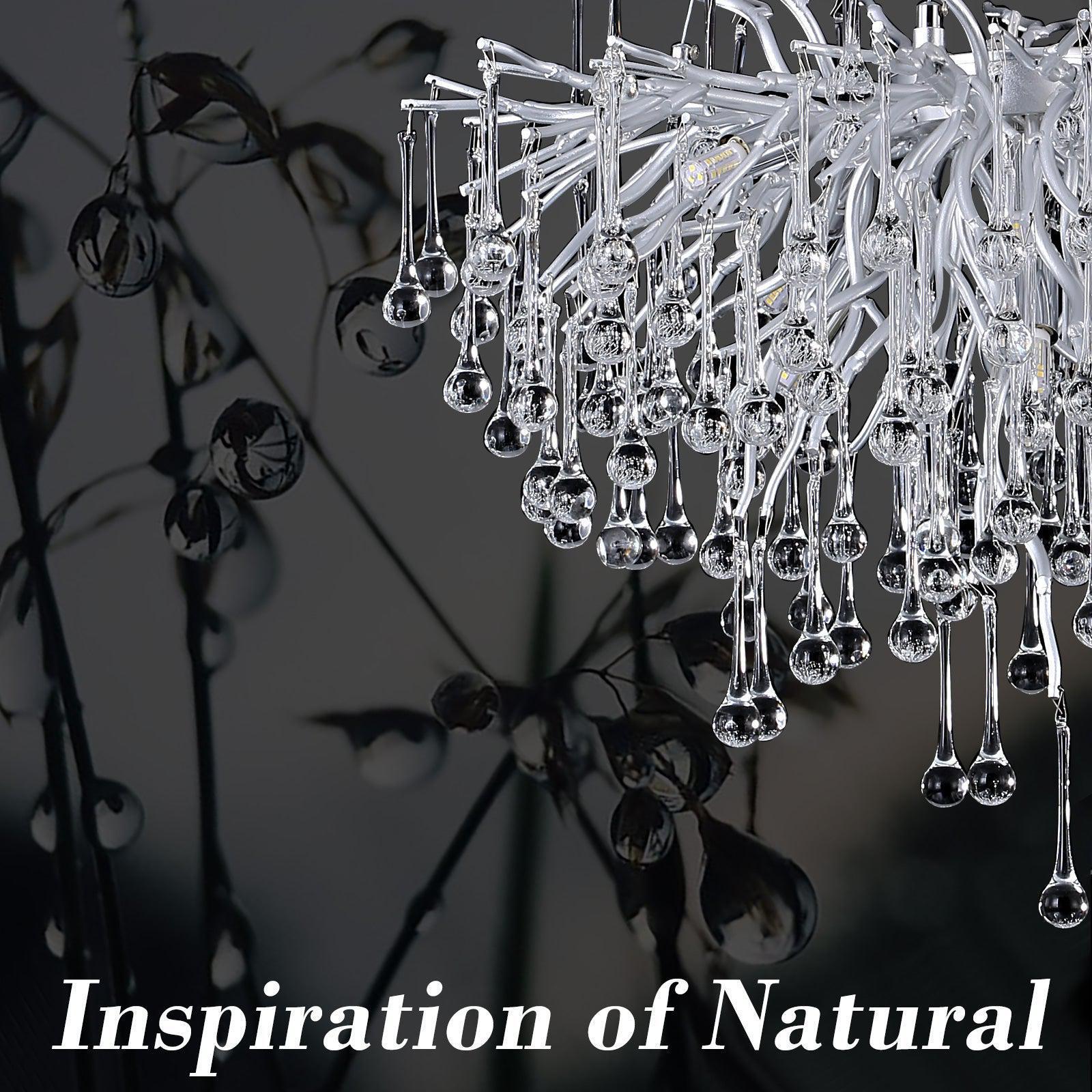 Doris Rain Branch Chandelier Dia 23.5" Silver-Chandelier-Blushlighting