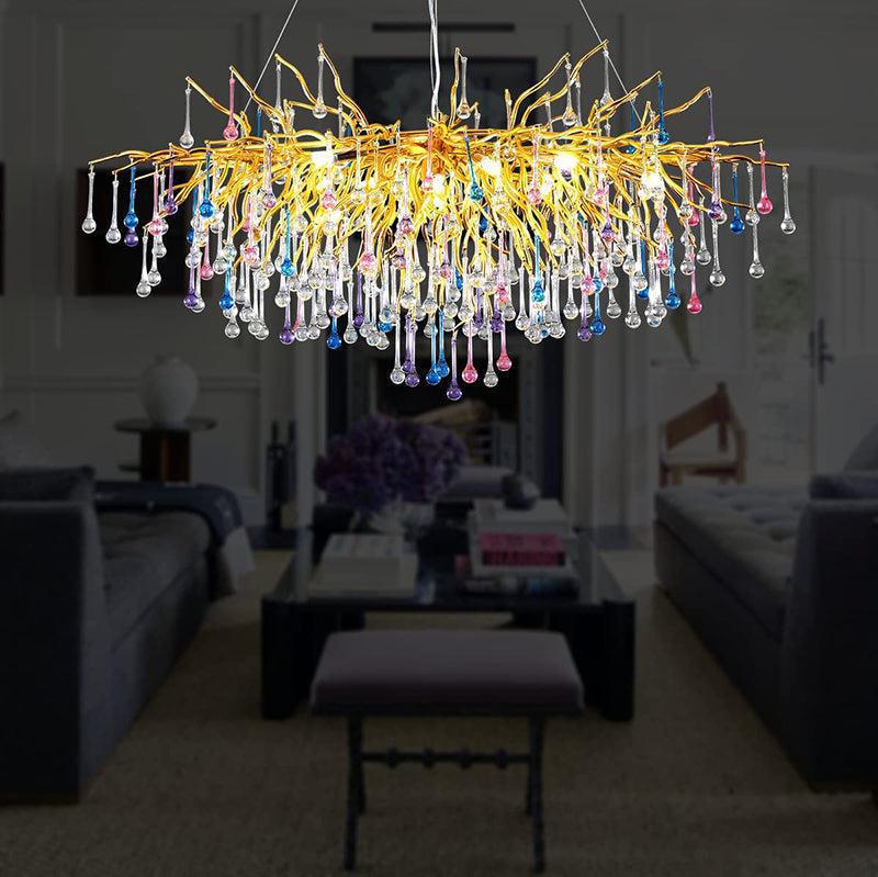 Doris Rain Crystal Branch Chandelier 54"L - Blushlighting