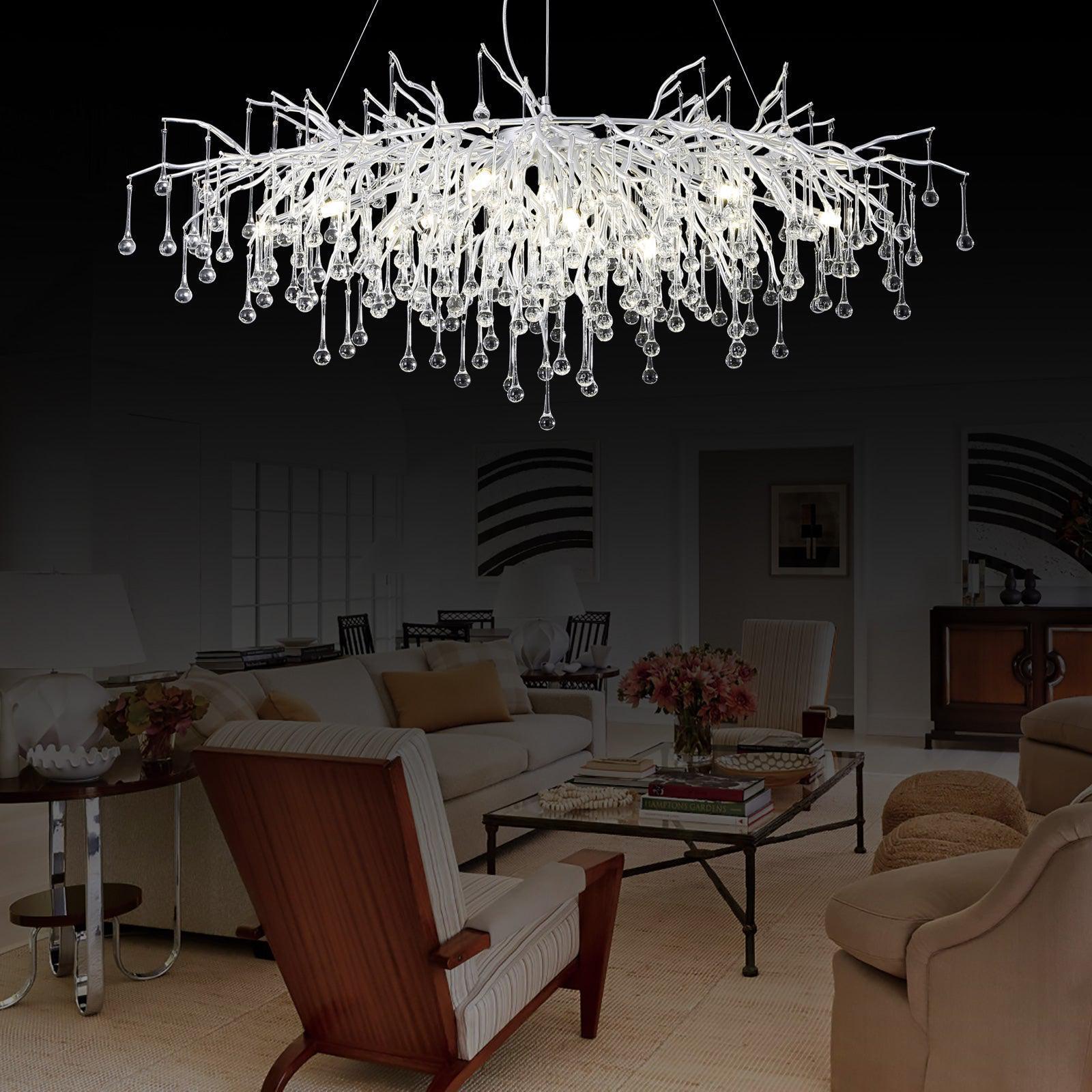 Doris Rectangle Branch Chandelier 45"L Silver-Chandelier-Blushlighting