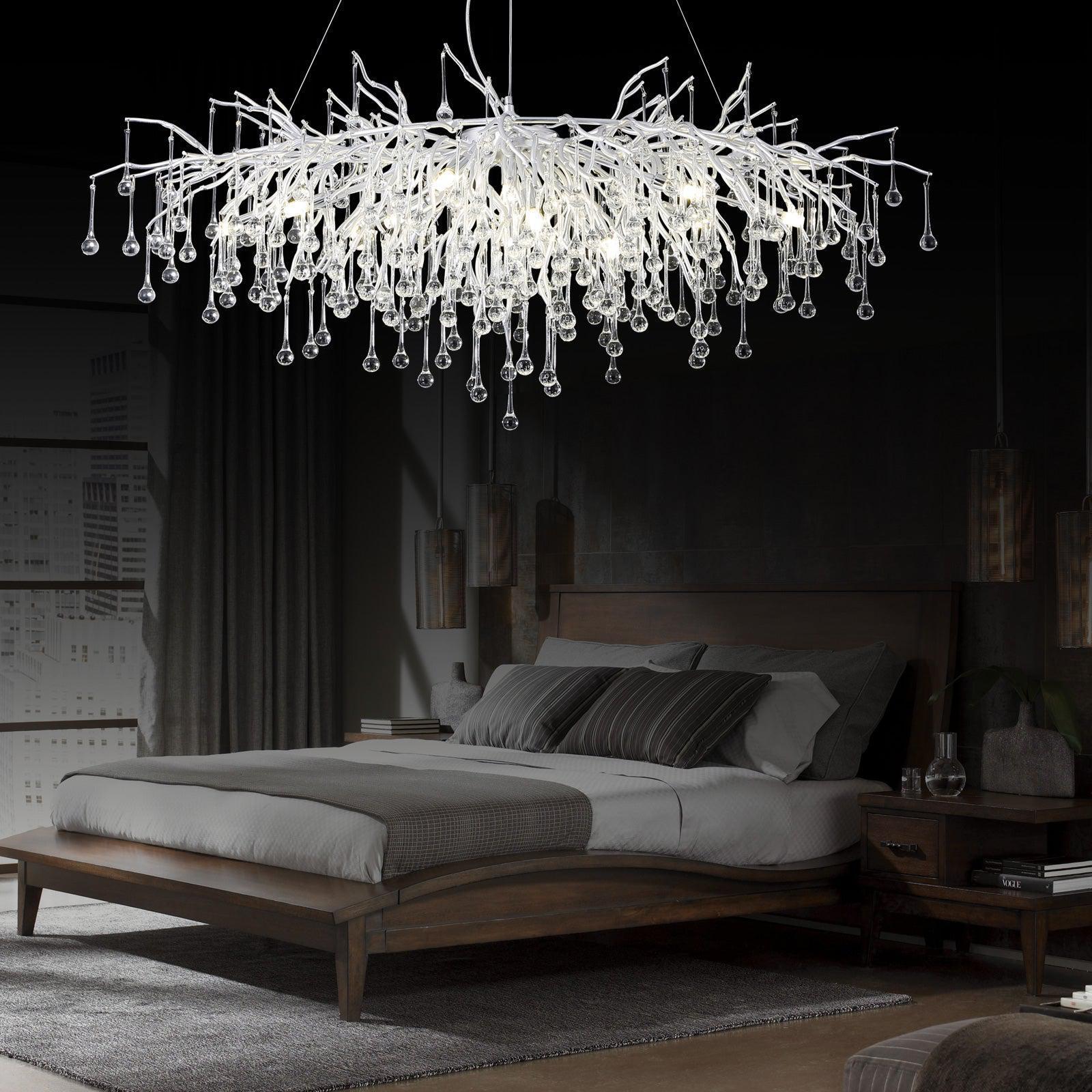 Doris Rectangle Branch Chandelier 45"L Silver-Chandelier-Blushlighting