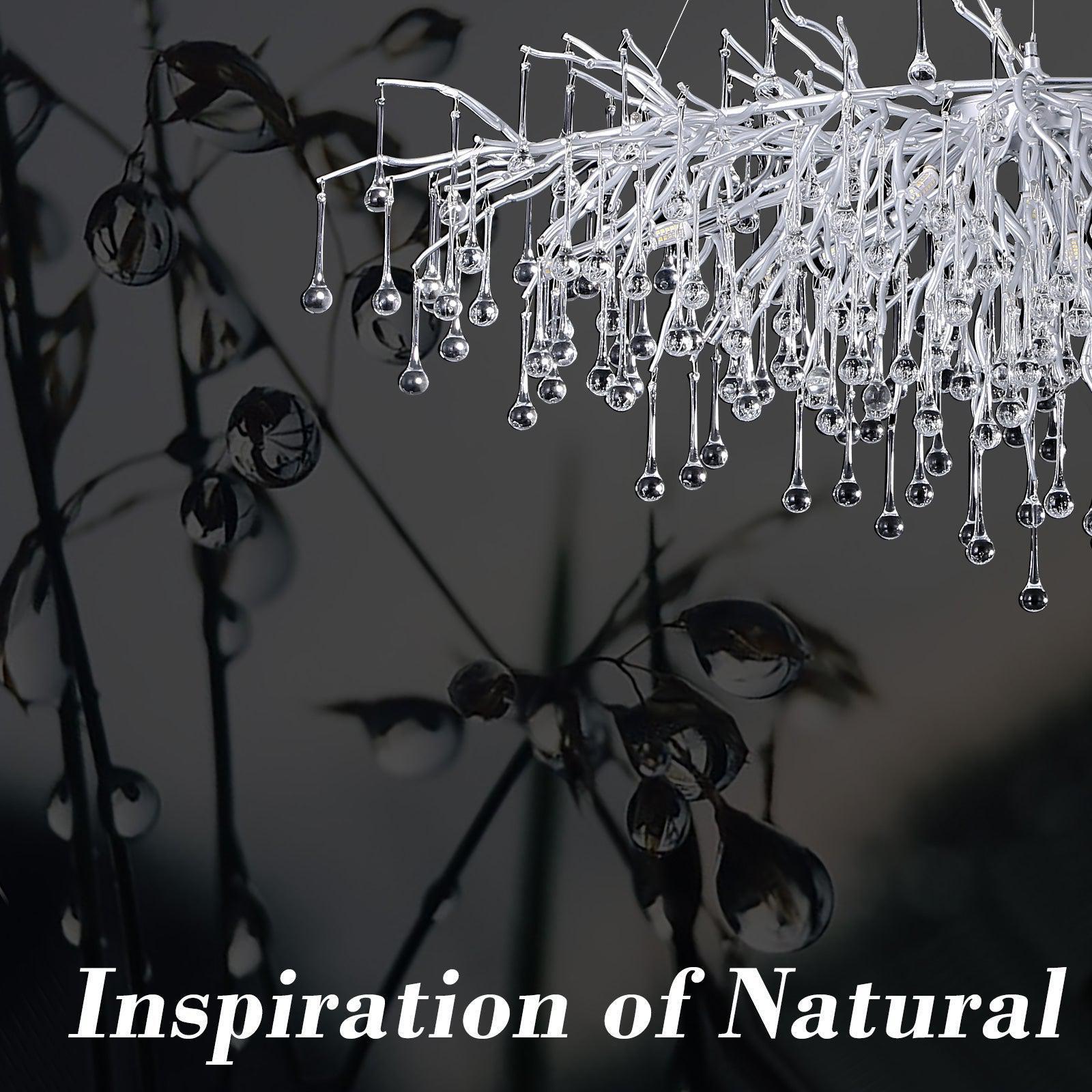 Doris Rectangle Branch Chandelier 45"L Silver-Chandelier-Blushlighting