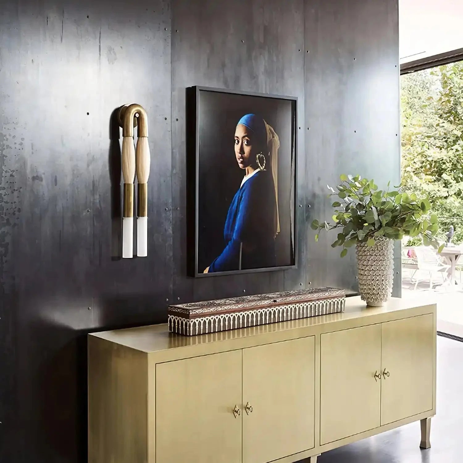 Double Head Antonia Horsehair Sconce - Dia 18cm x H 67cm / ∅ 7.1″ x H 26.4″Aged BrassPalominoBlushlighting