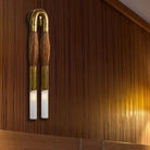 Double Head Antonia Horsehair Sconce - Dia 14cm X H 78cm / ∅ 5.5″ X H 30″Aged BrassFlaxenBlushlighting