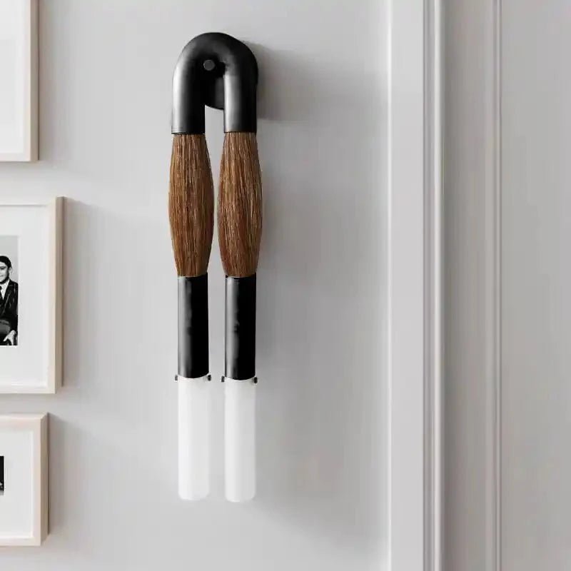 Double Head Antonia Horsehair Sconce - Dia 14cm X H 78cm / ∅ 5.5″ X H 30″Blackened BrassFlaxenBlushlighting