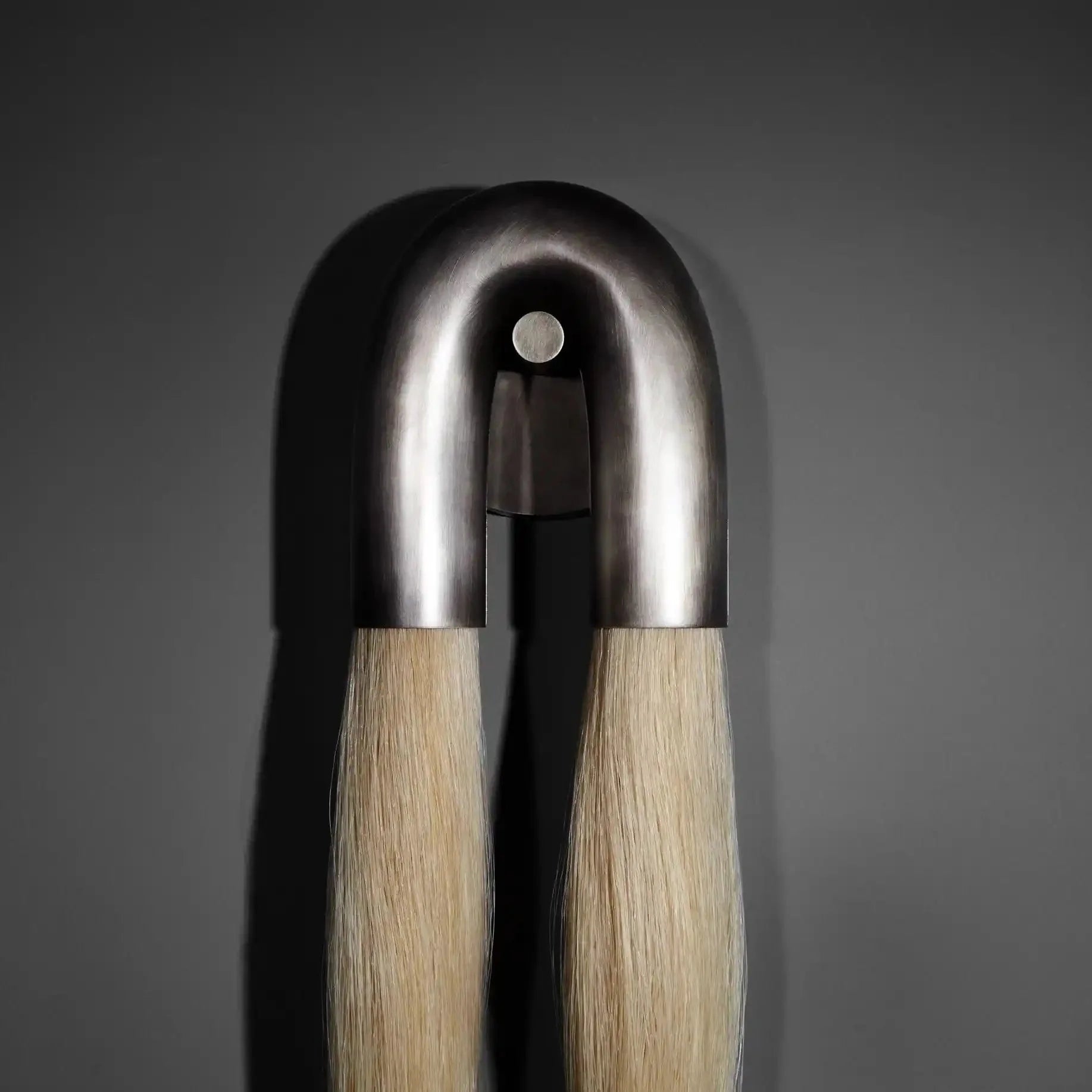 Double Head Antonia Horsehair Sconce - Dia 14cm X H 78cm / ∅ 5.5″ X H 30″Blackened BrassPalominoBlushlighting