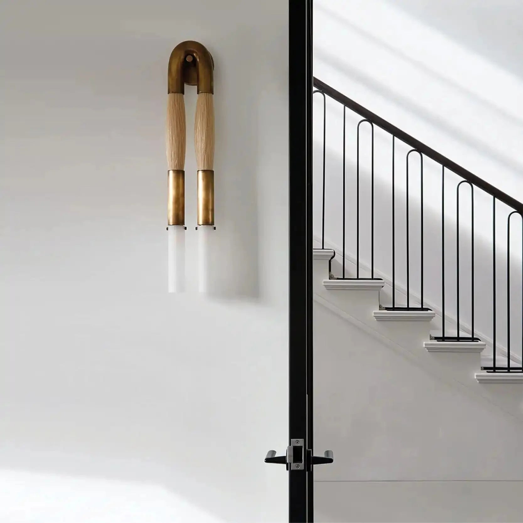 Double Head Antonia Horsehair Sconce - Dia 18cm x H 67cm / ∅ 7.1″ x H 26.4″Aged BrassFlaxenBlushlighting