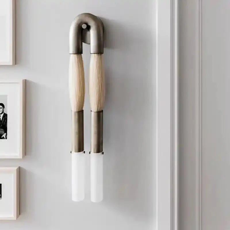 Double Head Antonia Horsehair Sconce - Dia 14cm X H 78cm / ∅ 5.5″ X H 30″Tarnished SilverPalominoBlushlighting