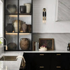 Double Head Antonia Horsehair Sconce - Dia 14cm X H 78cm / ∅ 5.5″ X H 30″Aged BrassJet BlackBlushlighting