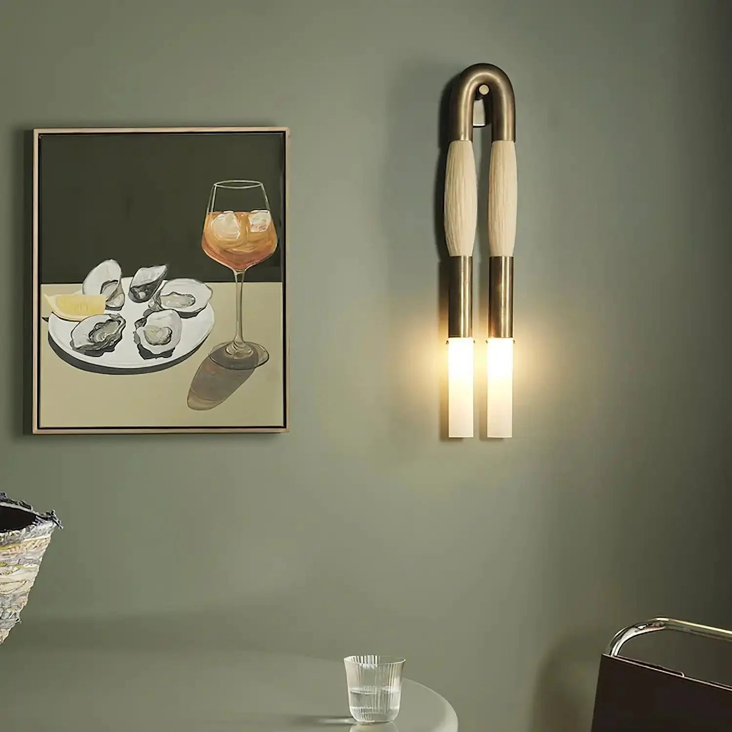 Double Head Antonia Horsehair Sconce - Dia 18cm x H 67cm / ∅ 7.1″ x H 26.4″Aged BrassPalominoBlushlighting