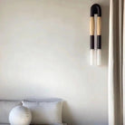 Double Head Antonia Horsehair Sconce - Dia 18cm x H 67cm / ∅ 7.1″ x H 26.4″Blackened BrassPalominoBlushlighting