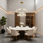 Double Round Rings Quartz Crystal Chandelier Hanging Modern Chandelier for Living Room - Diam 31.5'' + 16''Blushlighting