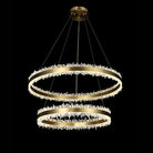 Double Round Rings Quartz Crystal Chandelier Hanging Modern Chandelier for Living Room - Diam 31.5'' + 16''Blushlighting