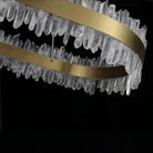 Double Round Rings Quartz Crystal Chandelier Hanging Modern Chandelier for Living Room - Diam 31.5'' + 16''Blushlighting