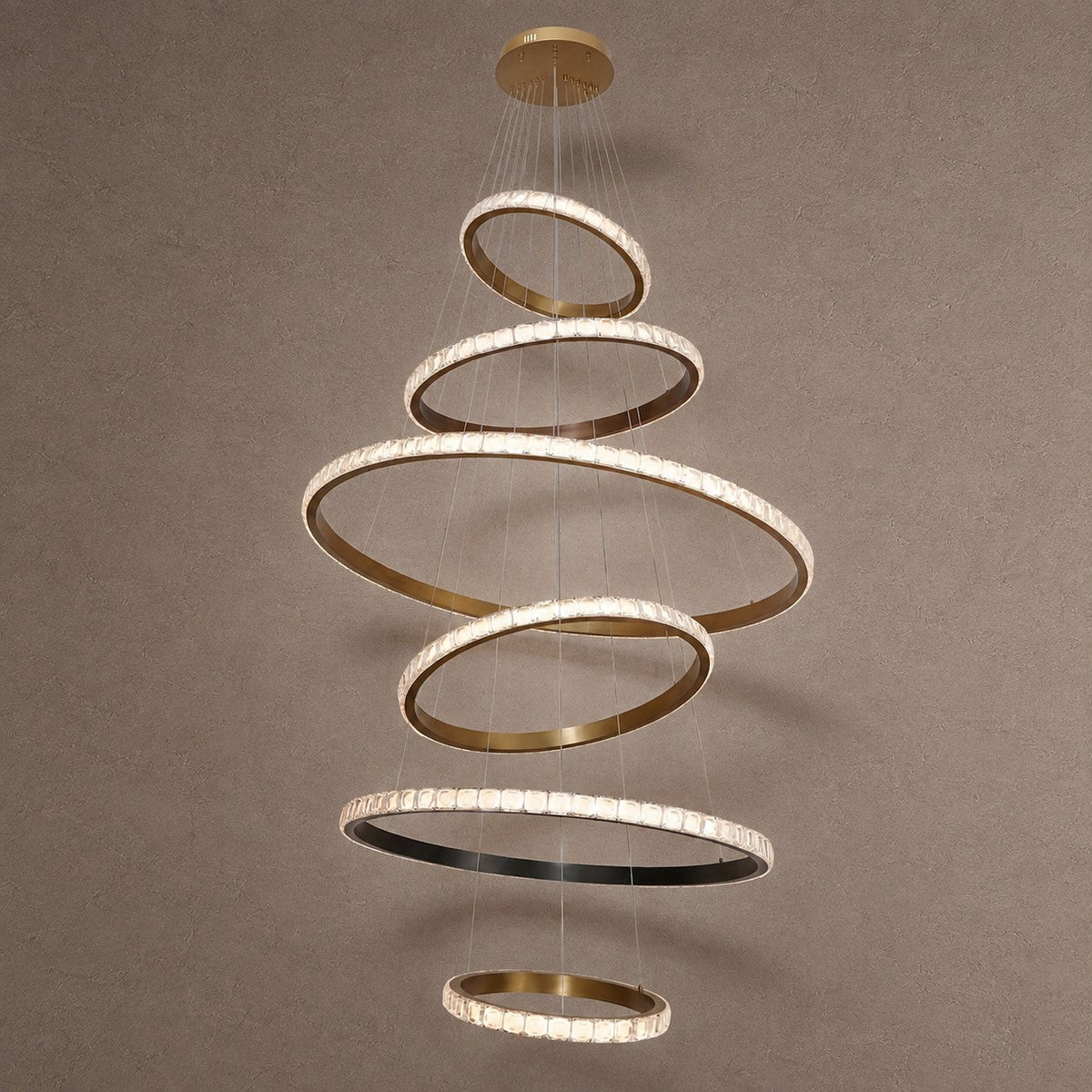 Drake Crystal Cascading Chandelier - Ø31.5"+Ø21.7"+Ø52"+Ø31.5"+Ø41.7"+Ø21.7" (Ø80+Ø55+Ø132+Ø80+Ø106+Ø55 cm)Blushlighting