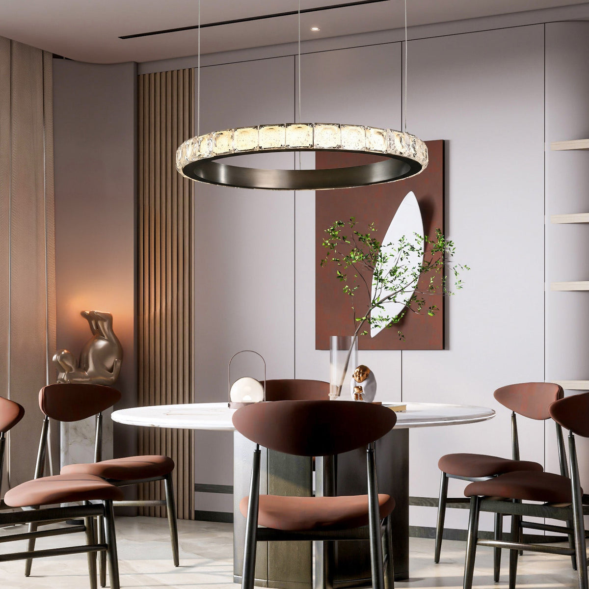 Drake Single-Ring Crystal Chandelier - Ø31.5" × H2.2" (Ø80 × H5.5 cm)Blushlighting
