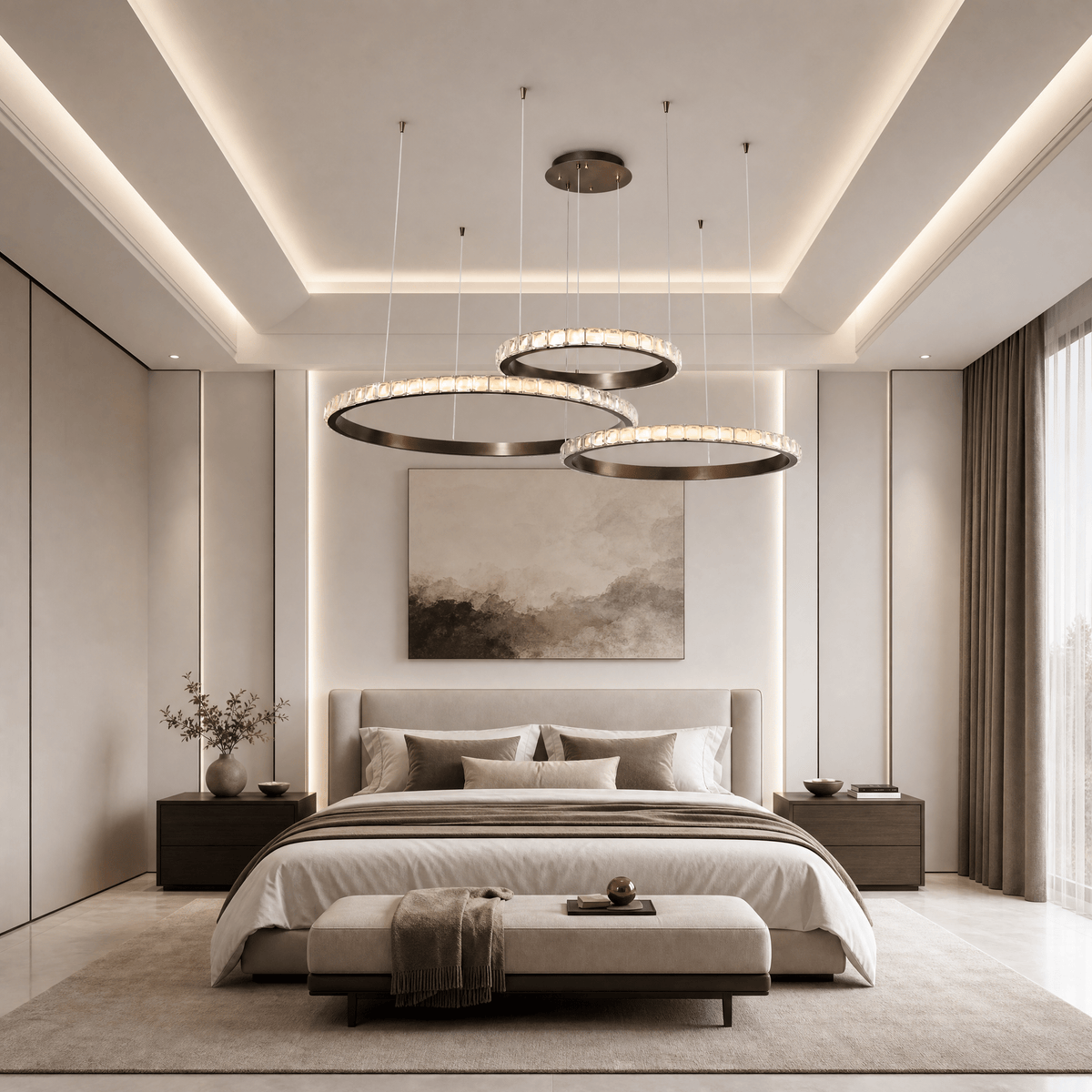 Drake Triple-Ring Crystal Chandelier - Blushlighting