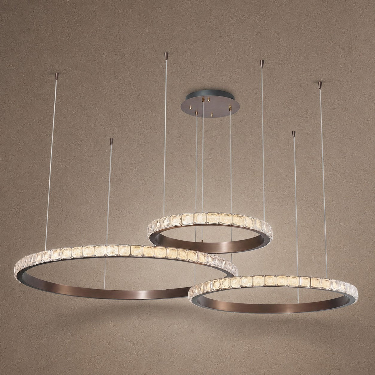 Drake Triple-Ring Crystal Chandelier - Blushlighting