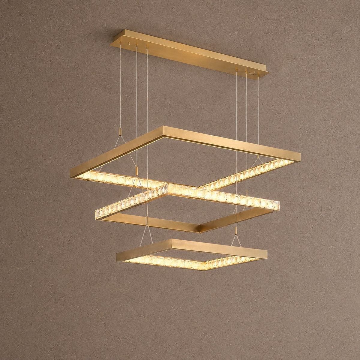 Drake Triple-Tier Square Crystal Chandelier 40.9" W - Blushlighting