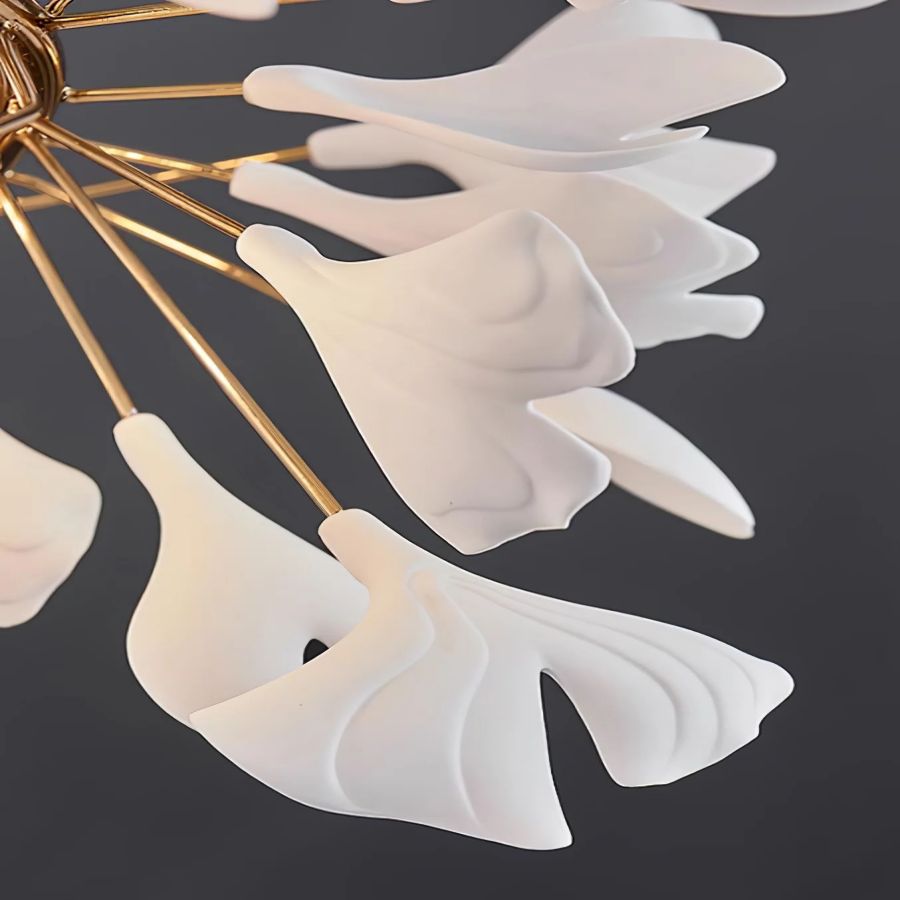 Drooping Ceramic Ginkgo Leaf Chandelier - SizeBBlushlighting