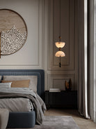 Duo Alabaster Pendant Lamp - ∅ 5.9″ x H 16.9″Bronze & WhiteWarm LightBlushlighting