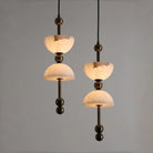 Duo Alabaster Pendant Lamp - 2 heads ∅ 7.9″ x H 59″Bronze & WhiteWarm LightBlushlighting