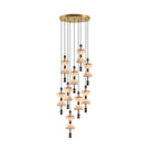 Duo Alabaster Pendant Lamp - 9 heads ∅ 19.7″ x H 118.1″Bronze & WhiteWarm LightBlushlighting