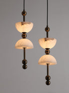 Duo Alabaster Pendant Lamp - ∅ 5.9″ x H 16.9″Bronze & WhiteWarm LightBlushlighting