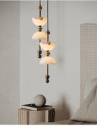 Duo Alabaster Pendant Lamp - ∅ 5.9″ x H 16.9″Bronze & WhiteWarm LightBlushlighting