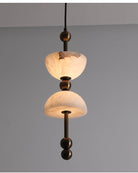 Duo Alabaster Pendant Lamp - ∅ 5.9″ x H 16.9″Bronze & WhiteWarm LightBlushlighting