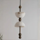 Duo Alabaster Pendant Lamp - 1 heads ∅ 5.9″ x H 16.9″Bronze & WhiteWarm LightBlushlighting