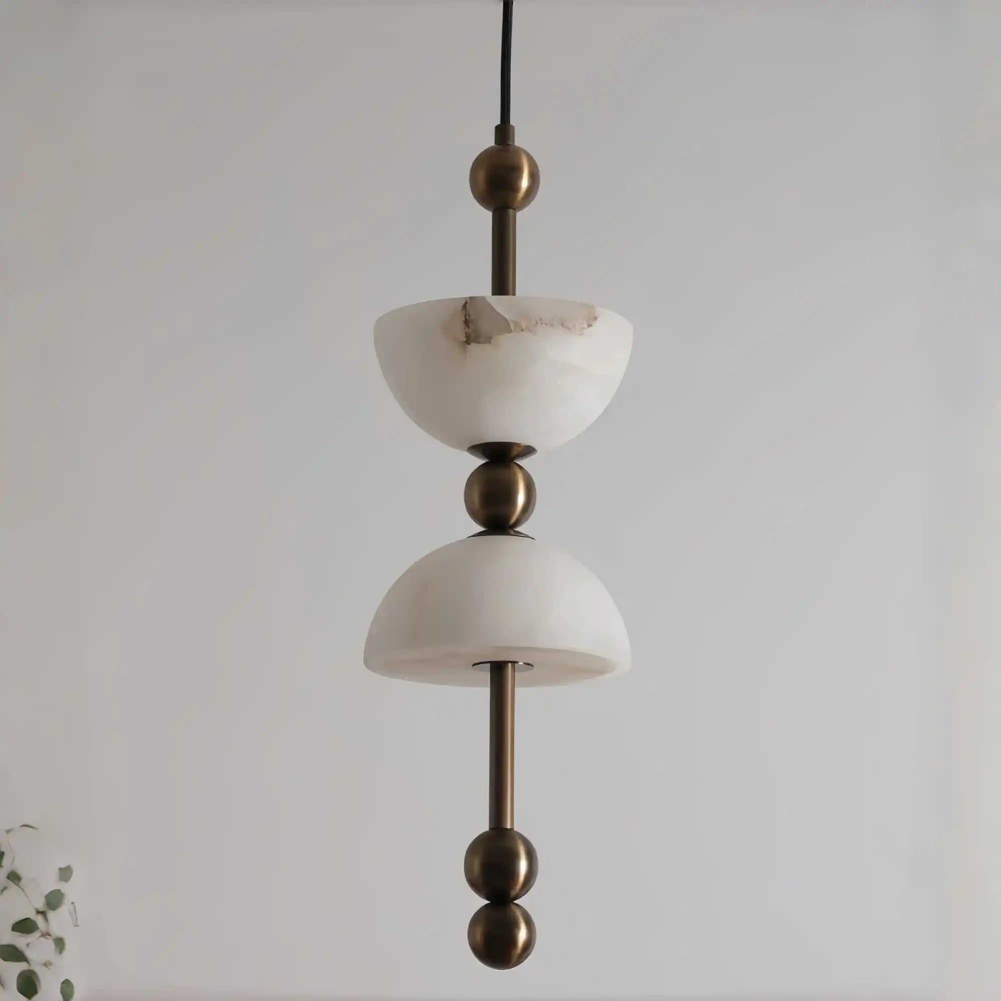 Duo Alabaster Pendant Lamp - 1 heads ∅ 5.9″ x H 16.9″Bronze & WhiteWarm LightBlushlighting