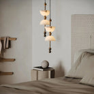 Duo Alabaster Pendant Lamp - 1 heads ∅ 5.9″ x H 16.9″Bronze & WhiteWarm LightBlushlighting