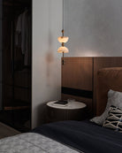 Duo Alabaster Pendant Lamp - ∅ 5.9″ x H 16.9″Bronze & WhiteWarm LightBlushlighting