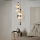Duo Alabaster Pendant Lamp - 1 heads ∅ 5.9″ x H 16.9″Bronze & WhiteWarm LightBlushlighting