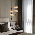 Duo Alabaster Pendant Lamp - 1 heads ∅ 5.9″ x H 16.9″Bronze & WhiteWarm LightBlushlighting