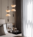 Duo Alabaster Pendant Lamp - ∅ 5.9″ x H 16.9″Bronze & WhiteWarm LightBlushlighting