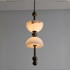 Duo Alabaster Pendant Lamp - 1 heads ∅ 5.9″ x H 16.9″Bronze & WhiteWarm LightBlushlighting