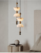 Duo Alabaster Pendant Lamp - ∅ 5.9″ x H 16.9″Bronze & WhiteWarm LightBlushlighting