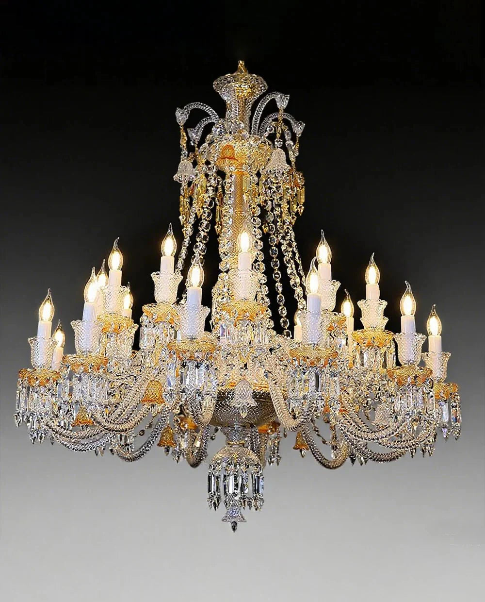 Duplicated 24 Lights Clear & Amber Crystal Lighting Chandelier - Blushlighting