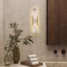 Eartha Modern Alabaster Bedroom Sconce, Indoor Wall Light - Polished Nickel20"H*4.25"WBlushlighting