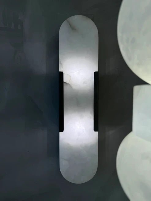 Eartha Modern Alabaster Bedroom Sconce, Indoor Wall Light - Polished Nickel20"H*4.25"WBlushlighting